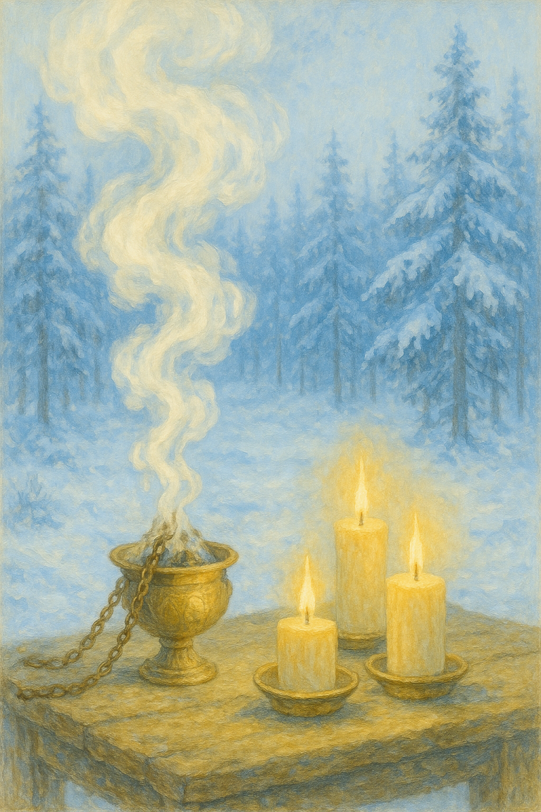 Tannenzweige mit rotem und goldenem Weihnachtsschmuck